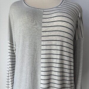 CAbi Pivot Tee #3806 Oversize Striped Grey/White-M